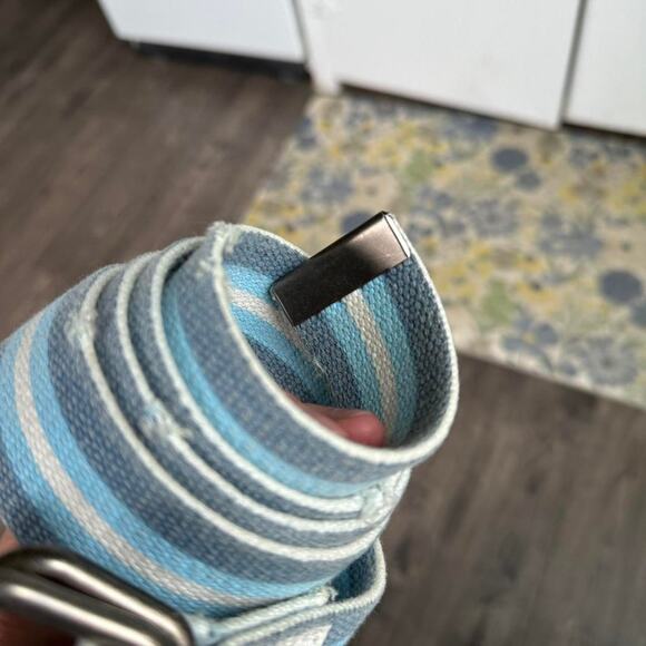 Rare Vintage 00s Y2K American Eagle Blue Rope Canvas Strap Pull Textile Belt - Picture 3 of 7